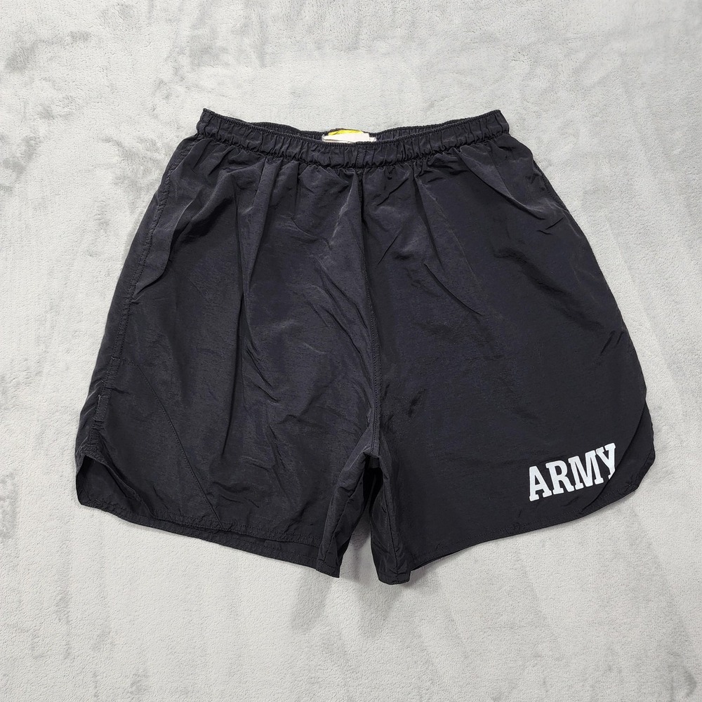 US Army Shorts Mens M Black PFU Trunks Nylon Elastic Waist Running Training